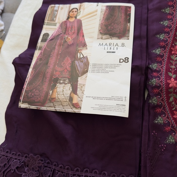 Maria. B. Embroidered Purple and Pink Salwaar Kameez in size 24” - Picture 5 of 15